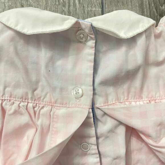 Tommy Hilfiger Baby Girl 0-3M Pink Plaid Smocked Romper Dress Peter Pan Collar - Picture 7 of 12